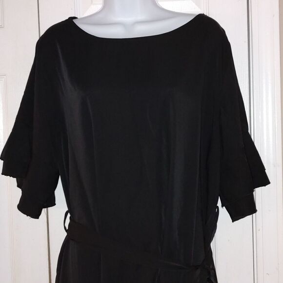 Shein Black Curve dress with sash  ruffle sleeves  Sz 2XL - Picture 3 of 6